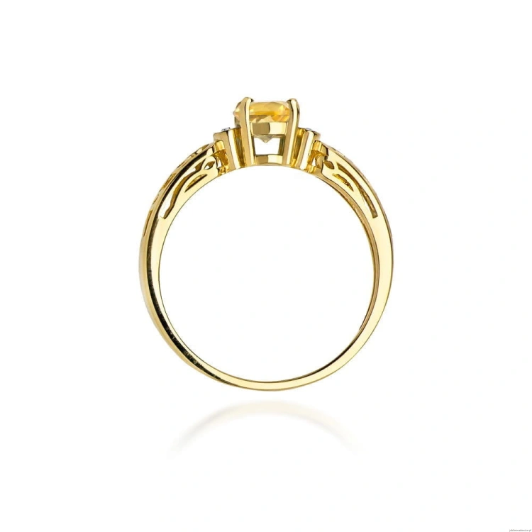 Pierścionek W014 Cytryn 0,50ct żółte złoto