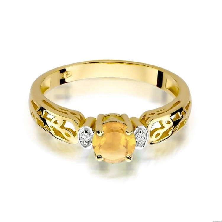 Pierścionek W014 Cytryn 0,50ct żółte złoto