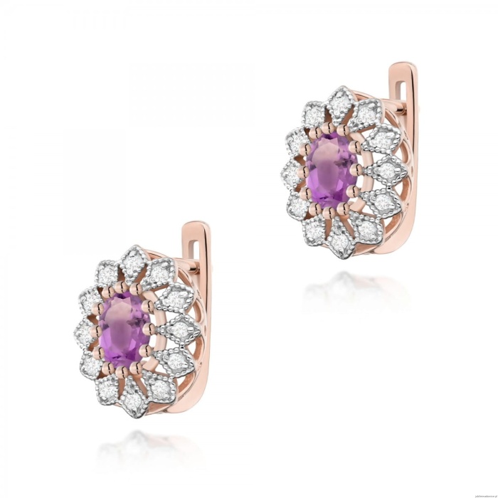 Kolczyki K0354 Ametyst 2 x 0,40ct różowe złoto