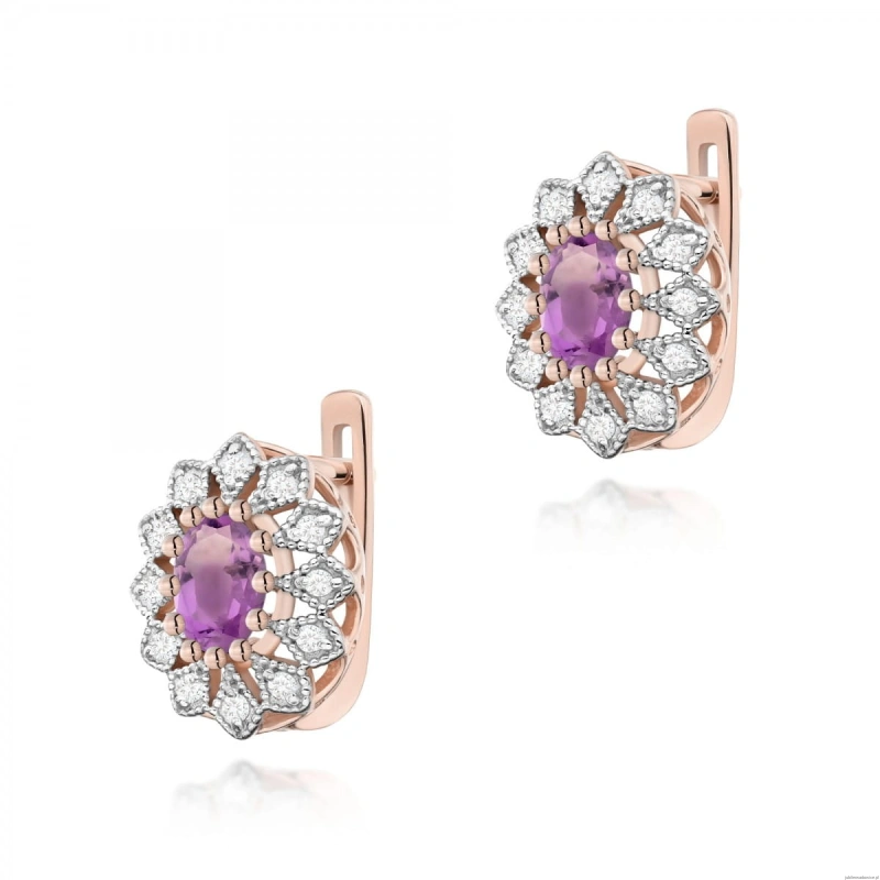 Kolczyki K0354 Ametyst 2 x 0,40ct różowe złoto