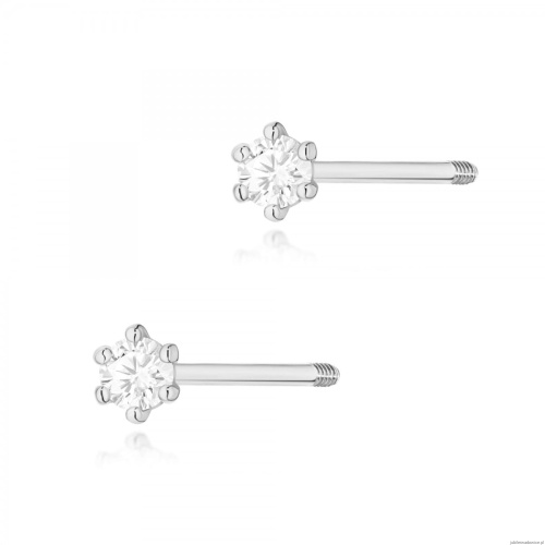 Kolczyki K0501 Diament 2 x 0,04ct białe złoto sztyft zakręcany