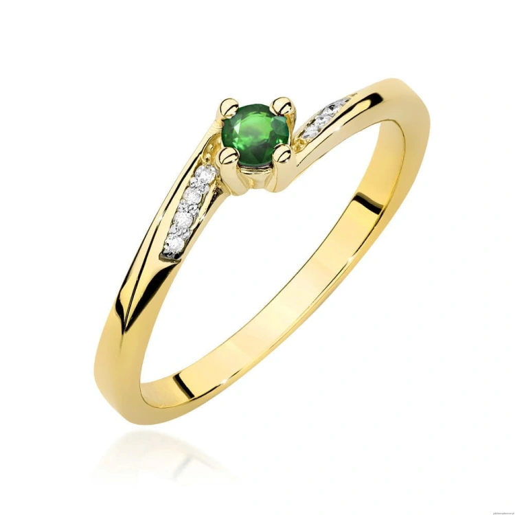 Pierścionek W0262 Szmaragd 0,15ct żółte złoto