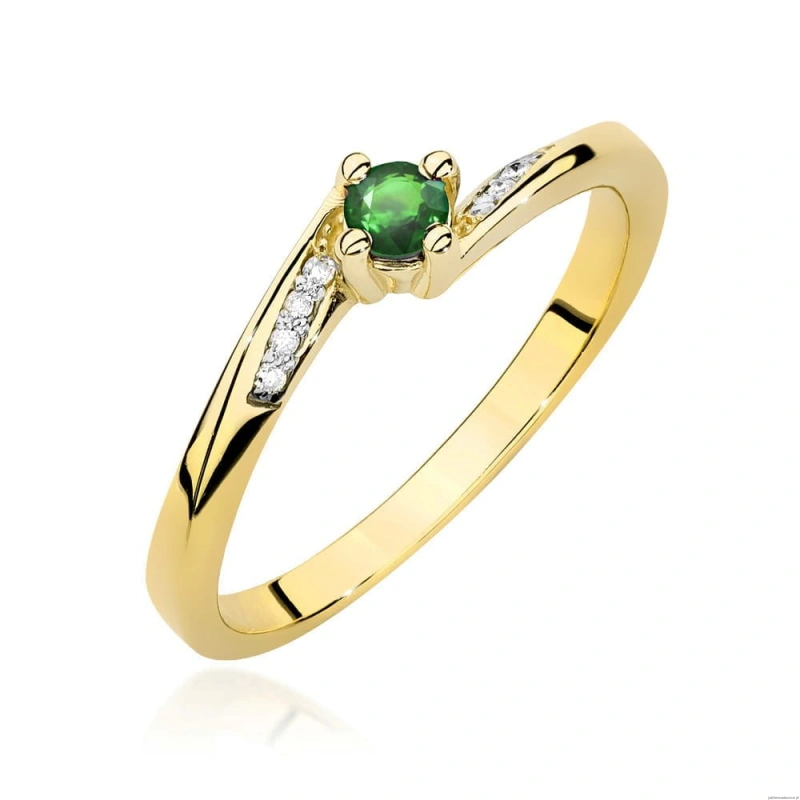 Pierścionek W0262 Szmaragd 0,15ct żółte złoto