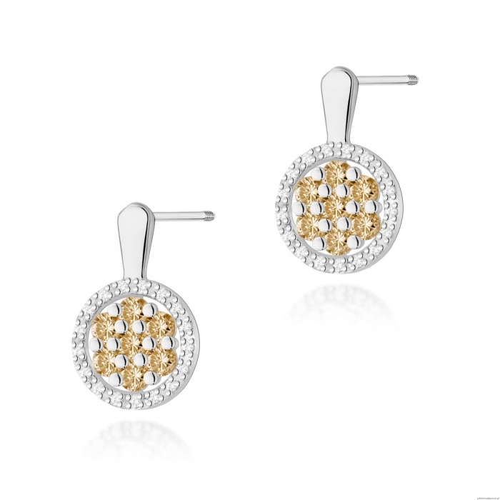 Kolczyki K0440 z diamentami białe złoto sztyft zakręcany