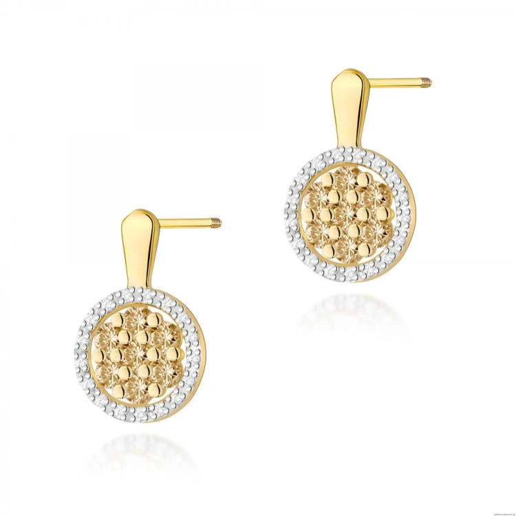 Kolczyki K0440 z diamentami żółte złoto sztyft zakręcany