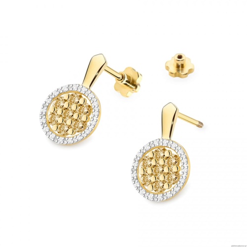 Kolczyki K0440 z diamentami żółte złoto sztyft zakręcany