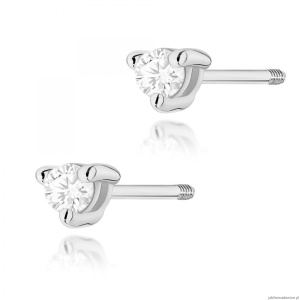 Kolczyki K0035 Diament 2 x 0,04ct białe złoto sztyft zakręcany