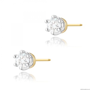 Kolczyki K0068 Diament 2 x 0,15ct żółte złoto sztyft zakręcany
