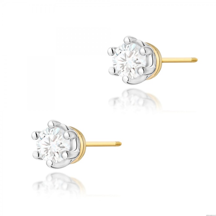 Kolczyki K0068 Diament 2 x 0,15ct żółte złoto sztyft zakręcany