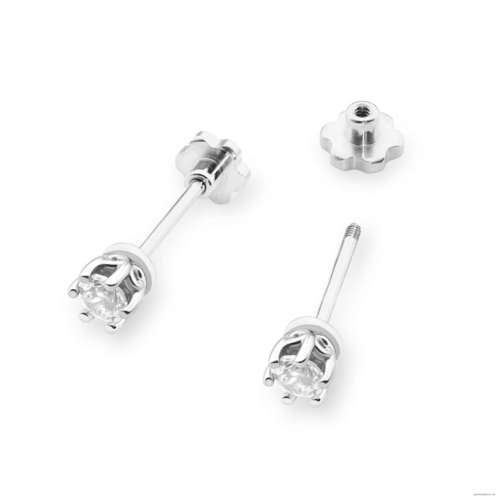 Kolczyki K0068 Diament 2 x 0,15ct białe złoto sztyft zakręcany