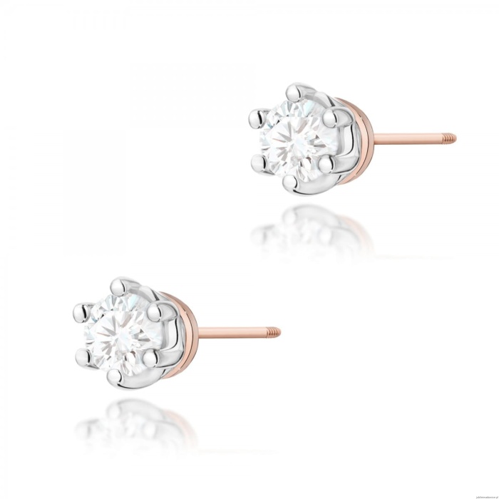Kolczyki K0068 Diament 2 x 0,15ct różowe złoto sztyft zakręcany