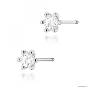 Kolczyki K0222 Diament 2 x 0,15ct białe złoto sztyft zakręcany
