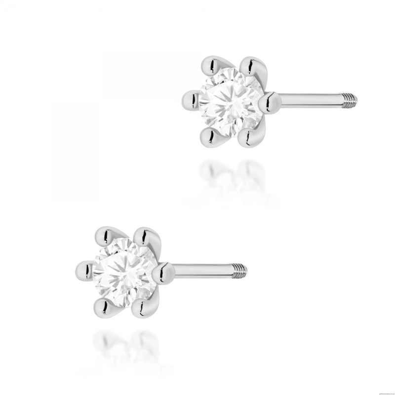 Kolczyki K0222 Diament 2 x 0,15ct białe złoto sztyft zakręcany