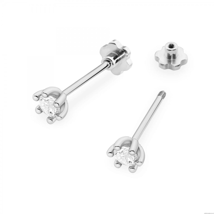 Kolczyki K0222 Diament 2 x 0,15ct białe złoto sztyft zakręcany