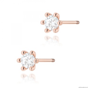 Kolczyki K0222 Diament 2 x 0,15ct różowe złoto sztyft zakręcany