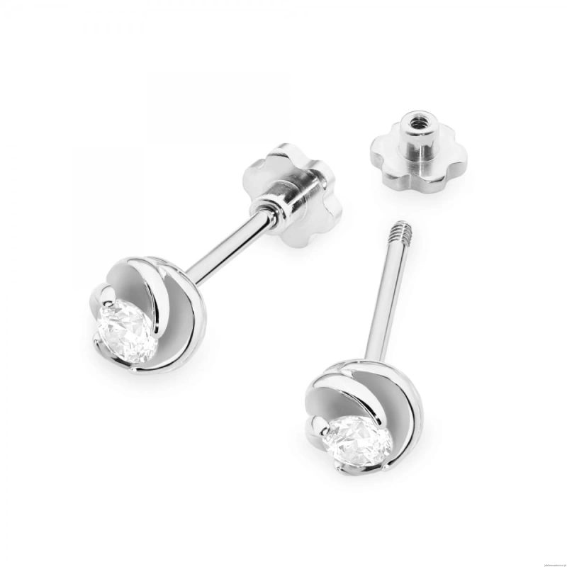 Kolczyki K0329 Diament 2 x 0,08ct białe złoto sztyft zakręcany