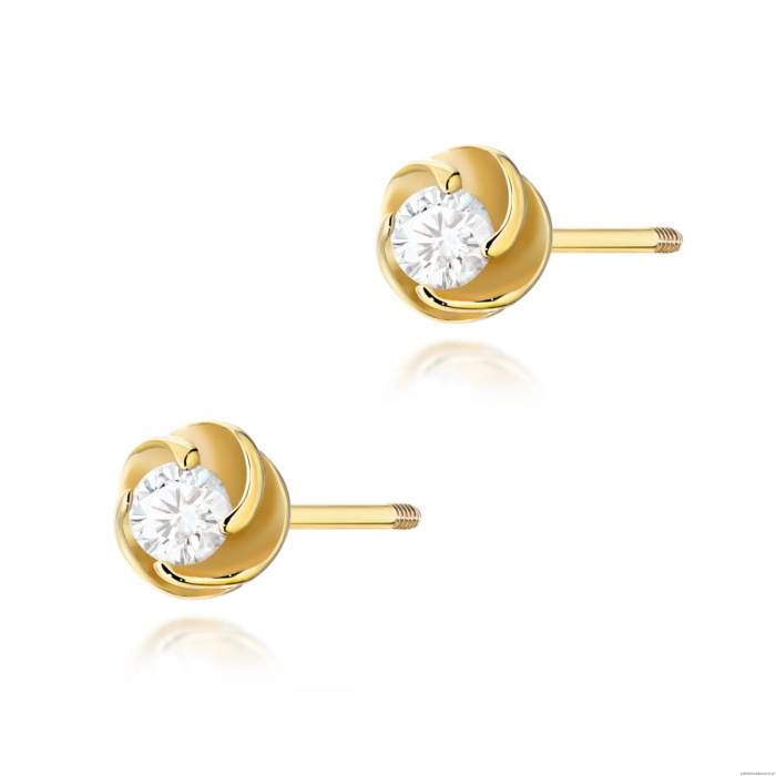 Kolczyki K0329 Diament 2 x 0,10ct żółte złoto sztyft zakręcany