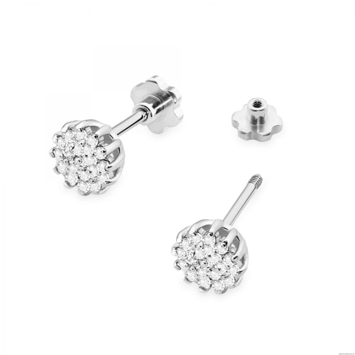 Kolczyki K0401 z diamentami białe złoto sztyft zakręcany