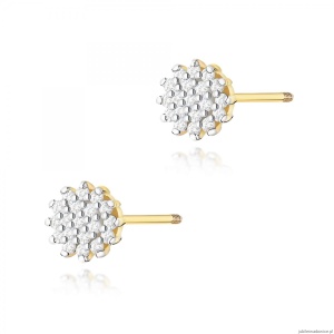 Kolczyki K0401 z diamentami żółte złoto sztyft zakręcany