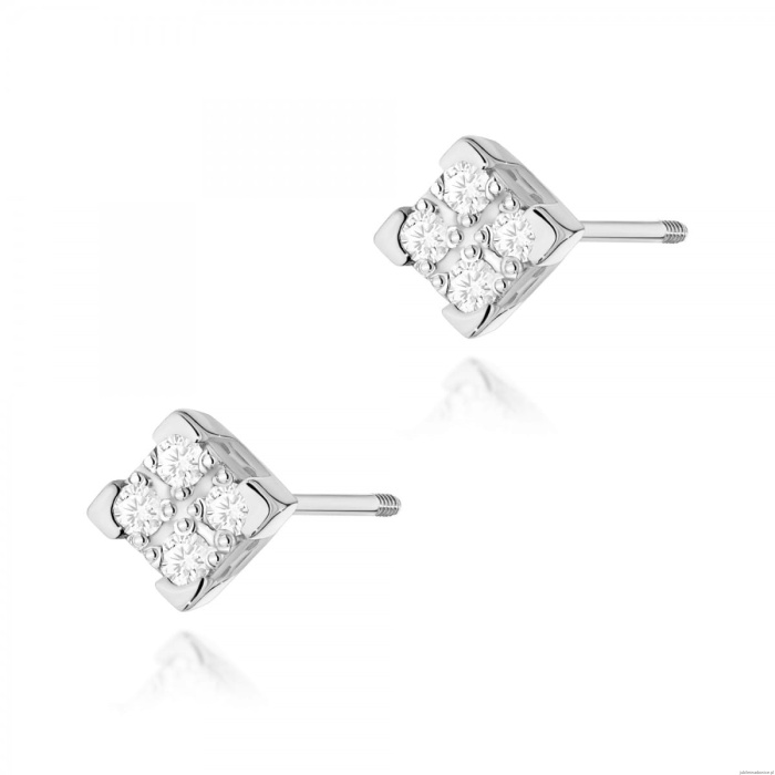 Kolczyki K0402 z diamentami białe złoto sztyft zakręcany