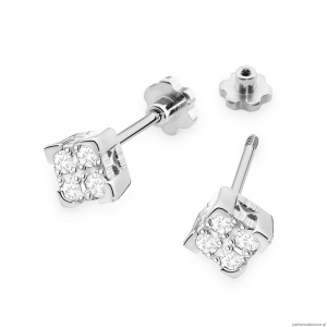 Kolczyki K0402 z diamentami białe złoto sztyft zakręcany