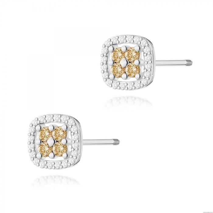 Kolczyki K0441 z diamentami białe złoto sztyft zakręcany