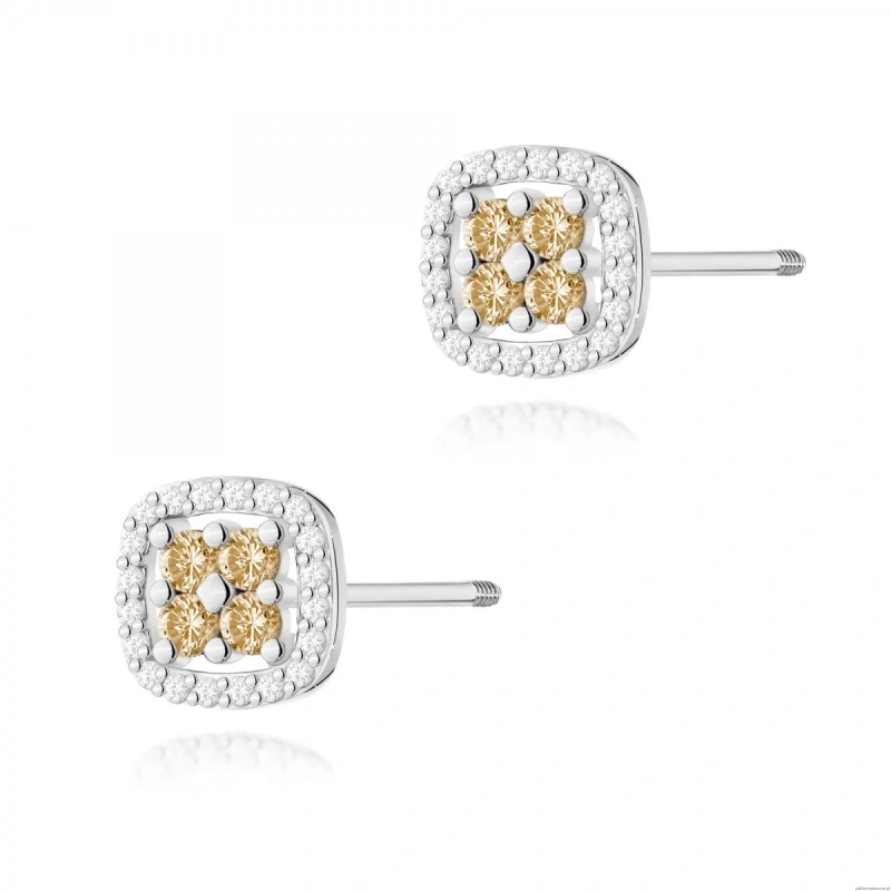 Kolczyki K0441 z diamentami białe złoto sztyft zakręcany