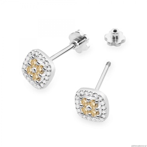 Kolczyki K0441 z diamentami białe złoto sztyft zakręcany