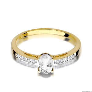 Pierścionek W067 Biały Szafir 0,50ct żółte złoto