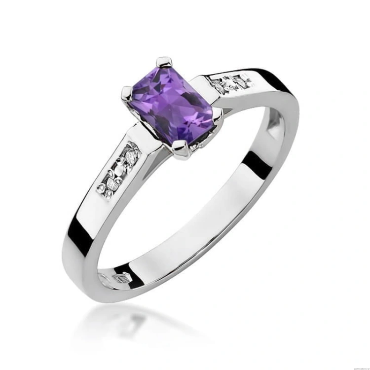 Pierścionek W078 Ametyst 0,50ct białe złoto