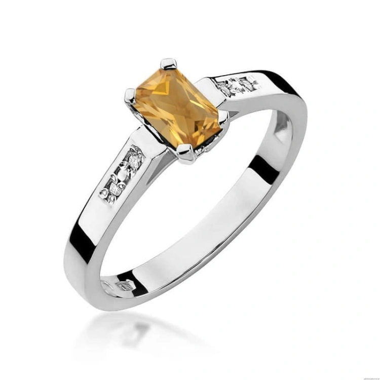 Pierścionek W078 Cytryn 0,60ct białe złoto