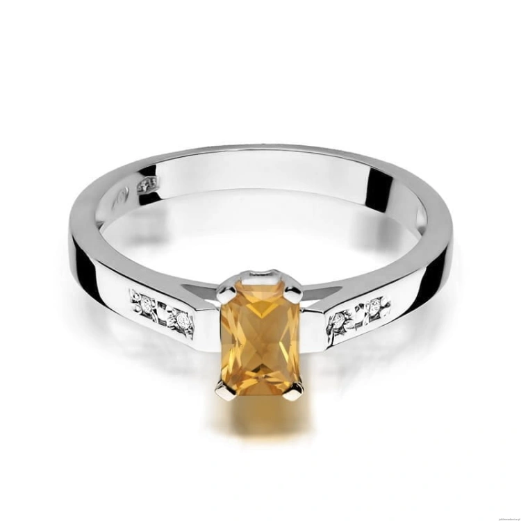Pierścionek W078 Cytryn 0,60ct białe złoto