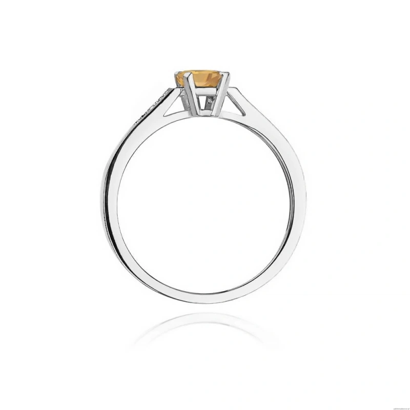 Pierścionek W078 Cytryn 0,60ct białe złoto