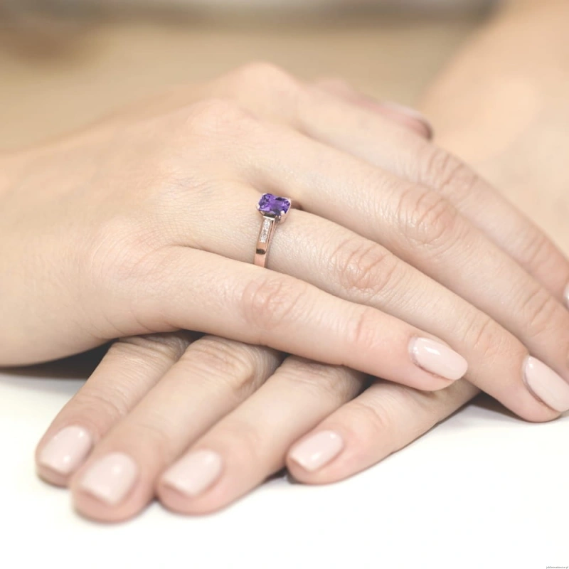 Pierścionek W078 Ametyst 0,50ct różowe złoto