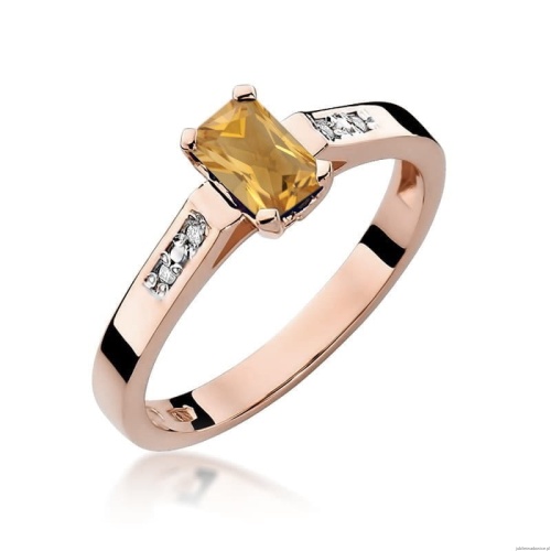 Pierścionek W078 Cytryn 0,60ct różowe złoto