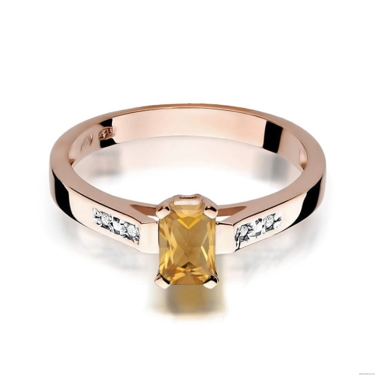 Pierścionek W078 Cytryn 0,60ct różowe złoto