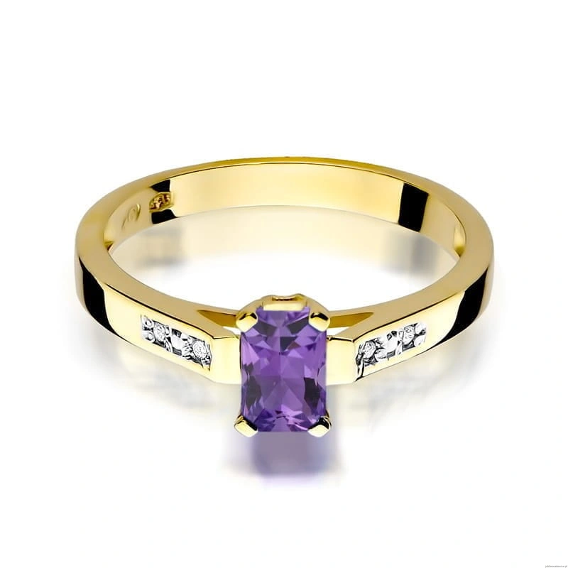 Pierścionek W078 Ametyst 0,50ct żółte złoto