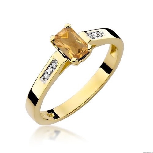 Pierścionek W078 Cytryn 0,60ct żółte złoto