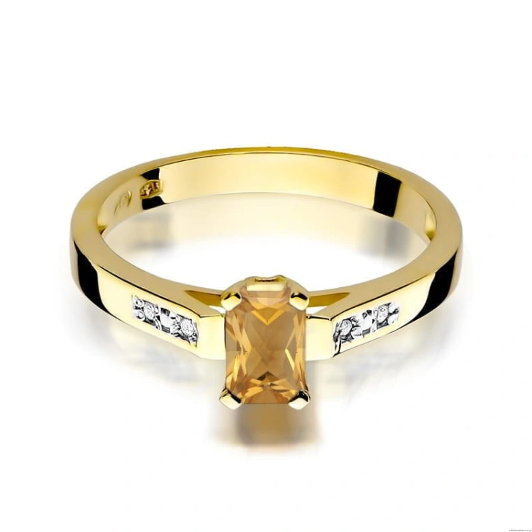 Pierścionek W078 Cytryn 0,60ct żółte złoto