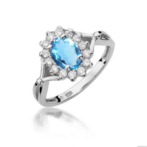 Pierścionek W182 Topaz 0,90ct białe złoto