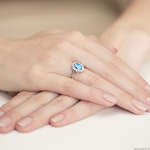 Pierścionek W182 Topaz 0,90ct białe złoto