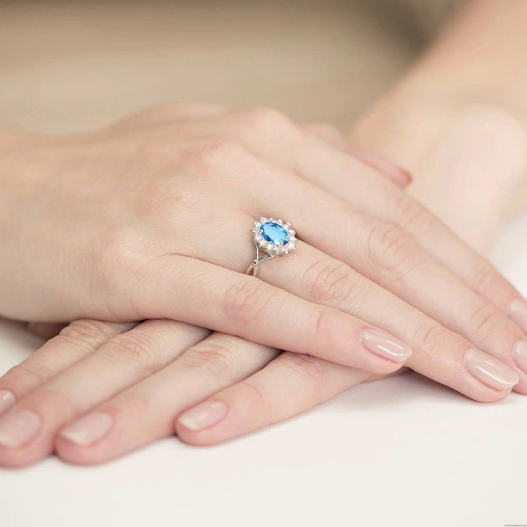 Pierścionek W182 Topaz 0,90ct białe złoto
