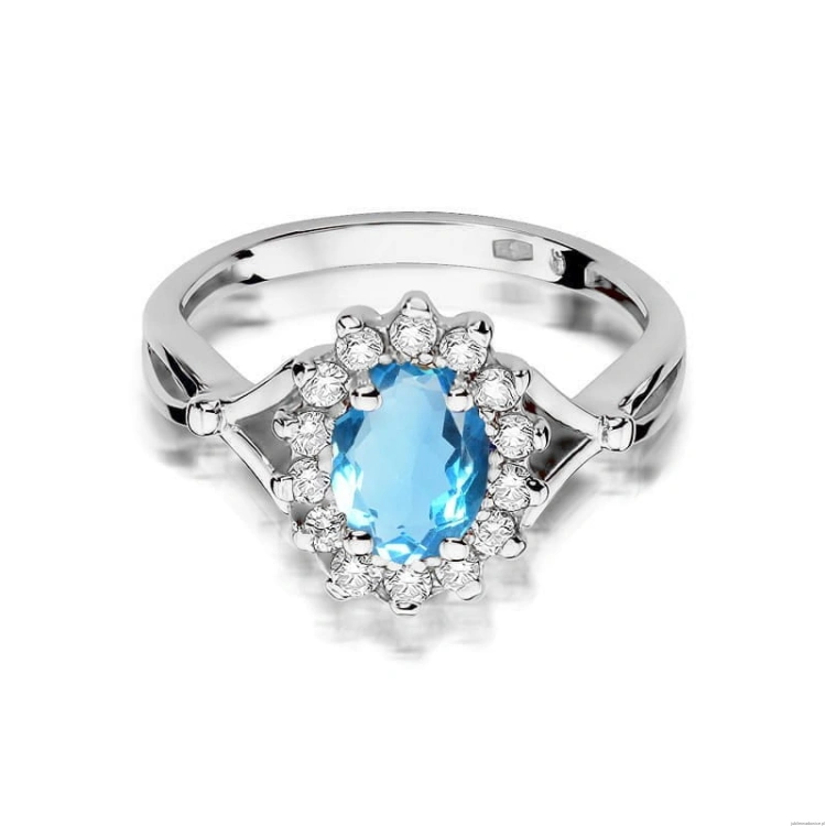 Pierścionek W182 Topaz 0,90ct białe złoto