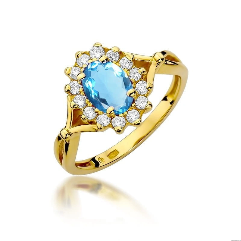 Pierścionek W182 Topaz 0,90ct żółte złoto