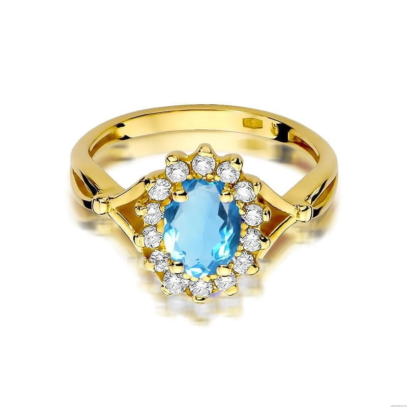 Pierścionek W182 Topaz 0,90ct żółte złoto