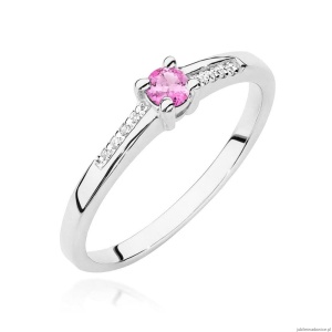 Pierścionek W0258 Topaz 0,15ct białe złoto