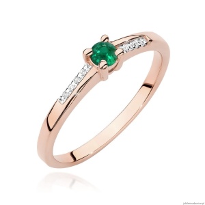 Pierścionek W0258 Szmaragd 0,15ct różowe złoto