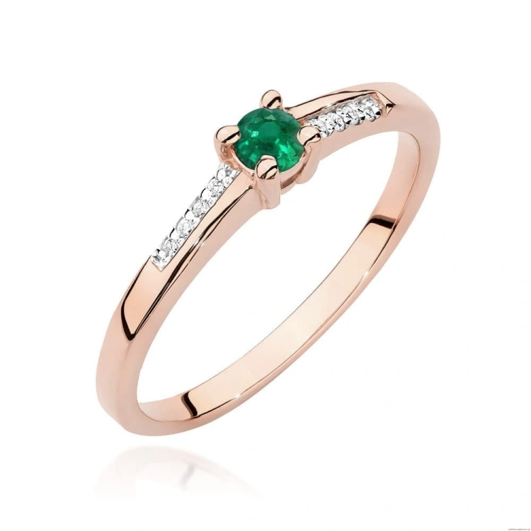 Pierścionek W0258 Szmaragd 0,15ct różowe złoto