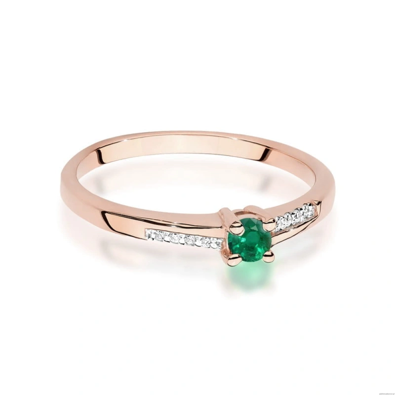 Pierścionek W0258 Szmaragd 0,15ct różowe złoto