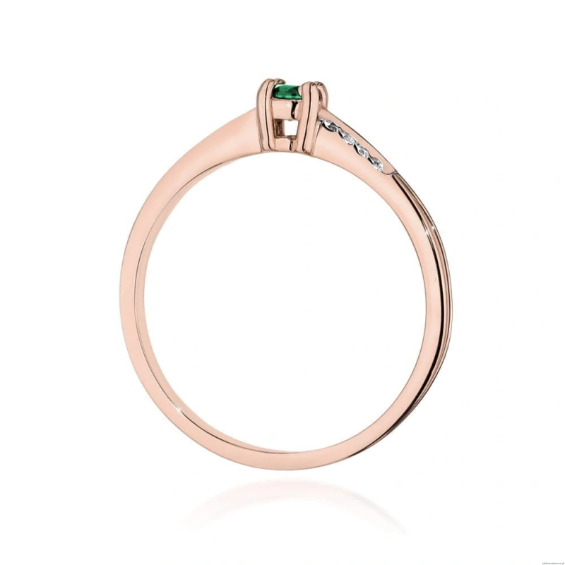 Pierścionek W0258 Szmaragd 0,15ct różowe złoto